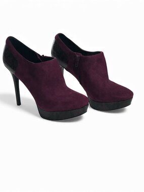 NWOT Nine West Purple Suede Platform 5” Stiletto High Heels Side Zip Size 8.5